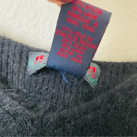 Vintage Ralph Lauren Tartan Label XS angora rabbit hair fuzzy black shine dress - Picture 6 of 7